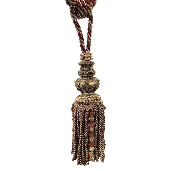 Elegant Decorative Tassel With Beaded Accents & Ornate Knot Design - Picture 3 of 6